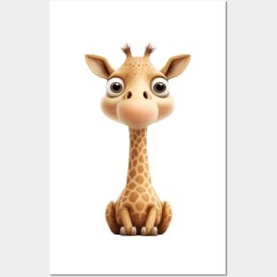 Little Giraffe Cute Adorable Humorous Illustration Posters and Art